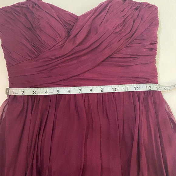 BADGLEY MISCHKA Cranberry 100% Silk A-Line Strapless Sweetheart Neckline Gown 6 - Picture 14 of 15